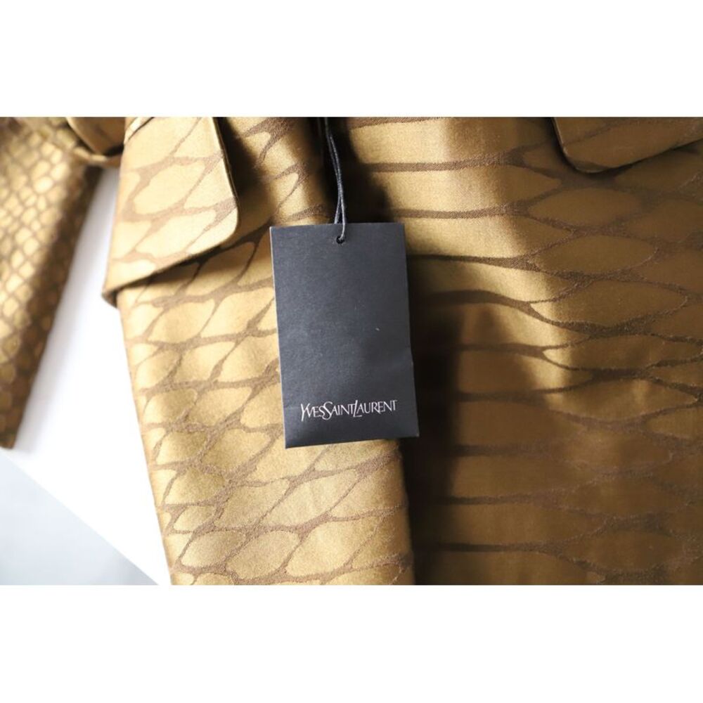 Saint Laurent Textured Dropped Shoulder Blazer in Brown Wool Silk